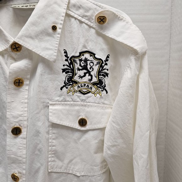 RARE Vintage Marquis MARQ 75 Button Down Dragon Eagle Alpha Embroidered Shirt - Picture 7 of 16